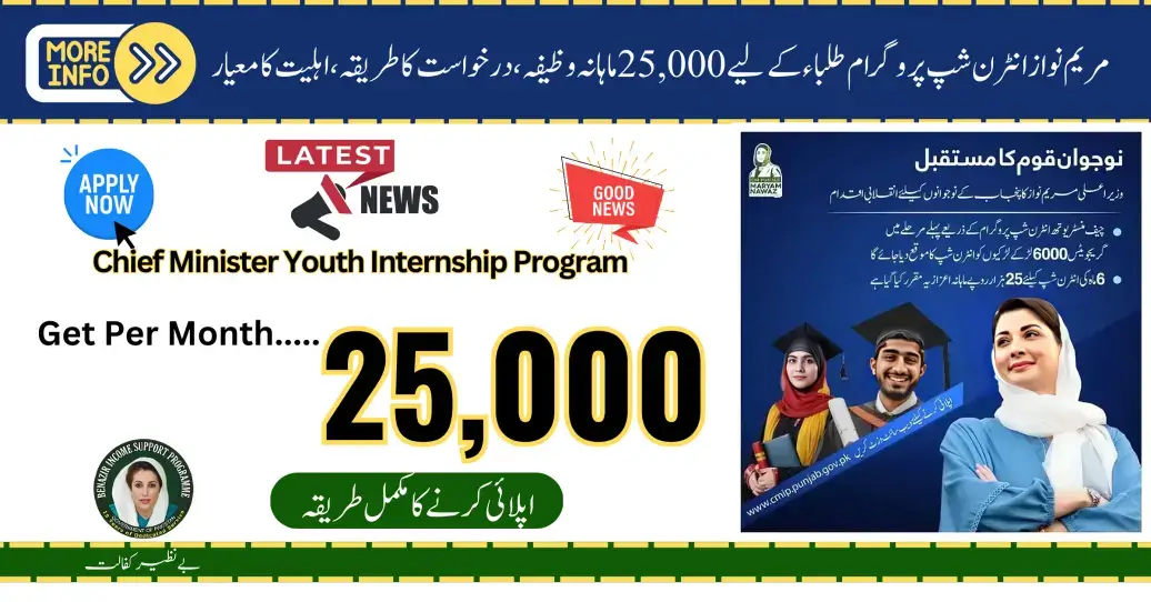 Maryam Nawaz Internship Program 25,000 Monthly Stipend for Students, Application Method, Eligibility Criteria