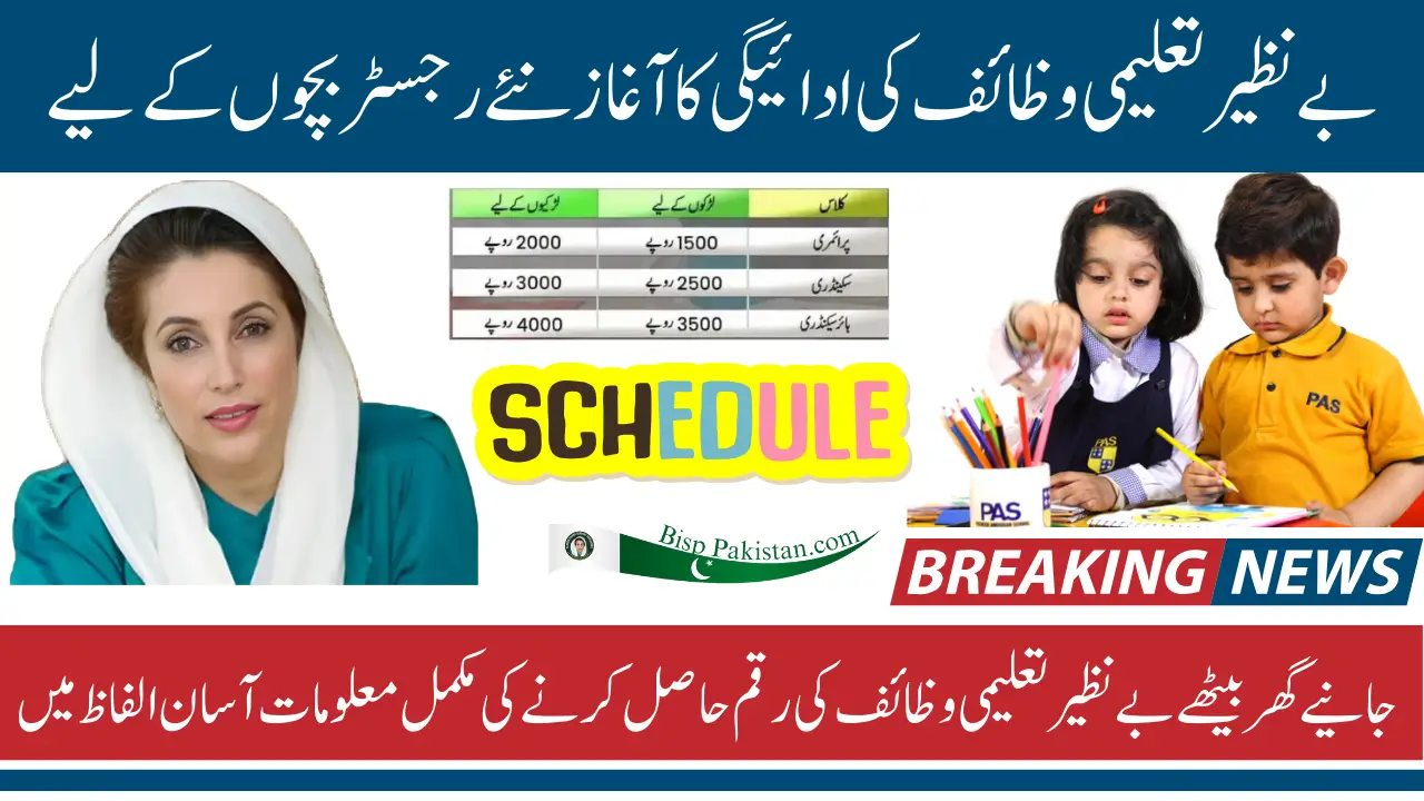 Benazir Taleemi Payment Schedule For Those Students Who Have Completed New Registration In 2025